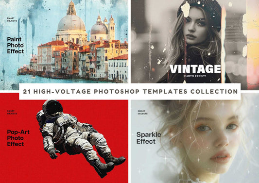 21 High-Voltage Photoshop Templates Collection - Photoboto