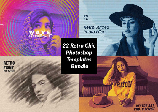 22 Retro Chic Photoshop Templates Bundle - Photoboto