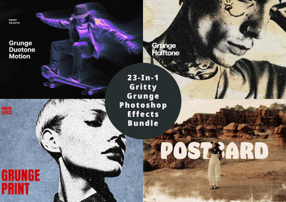 23-In-1 Gritty Grunge Photoshop Effects Bundle