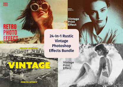 24-In-1 Rustic Vintage Photoshop Effects Bundle