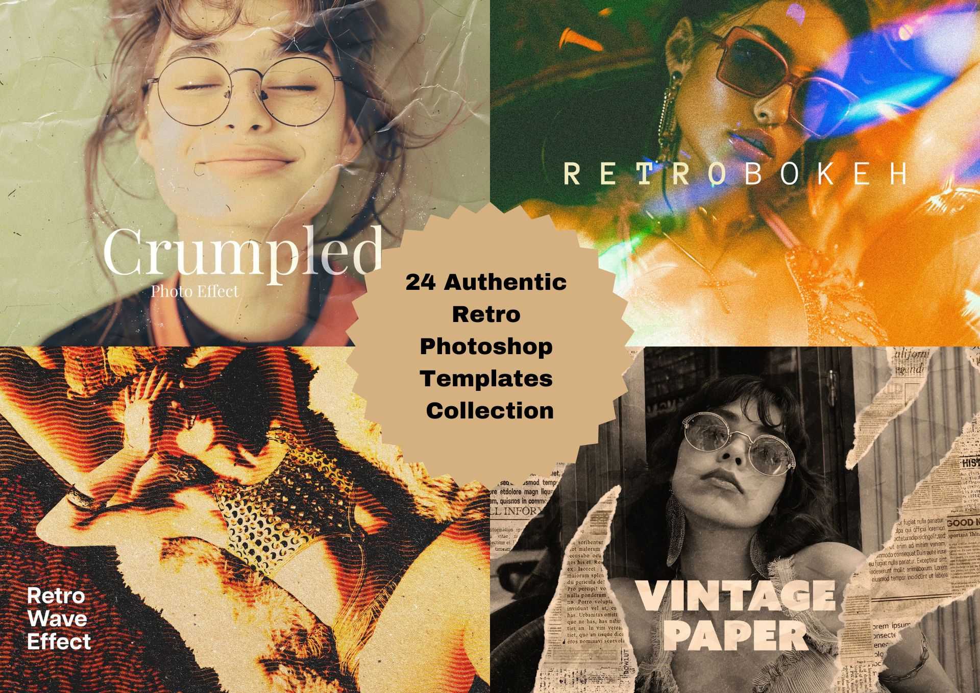 24 Authentic Retro Photoshop Templates Collection - Photoboto