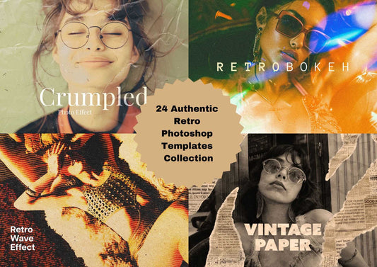 24 Authentic Retro Photoshop Templates Collection - Photoboto