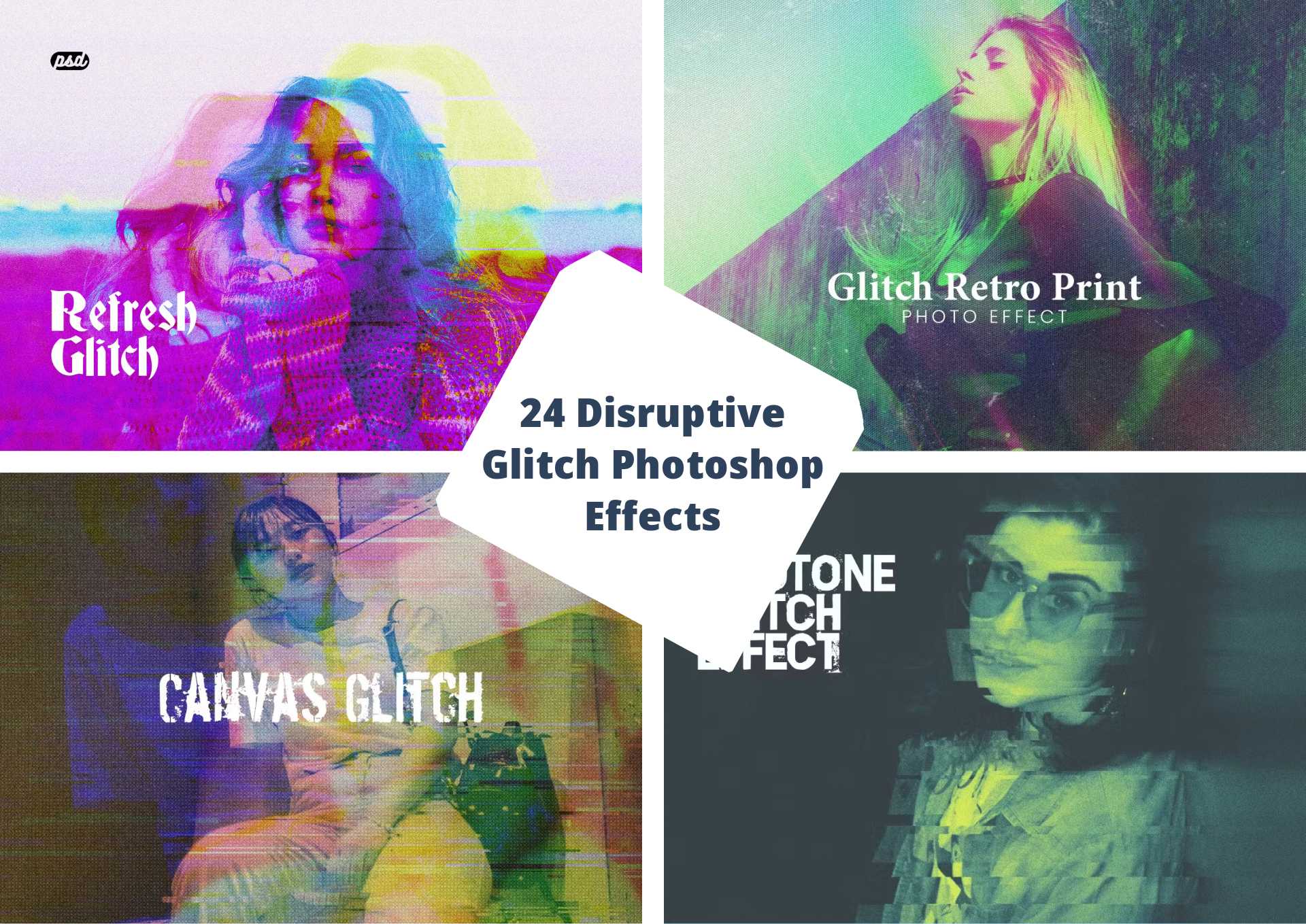 24 Disruptive Glitch Photoshop Effects - Photoboto