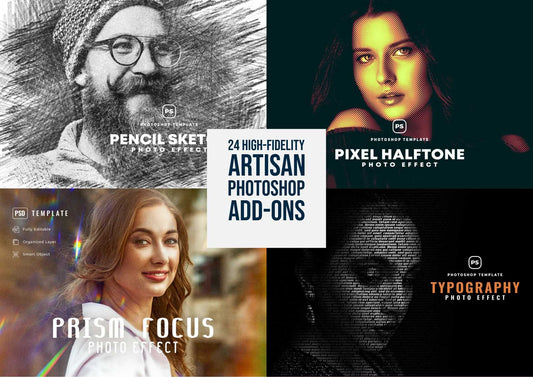 24 High-Fidelity Artisan Photoshop Add-Ons