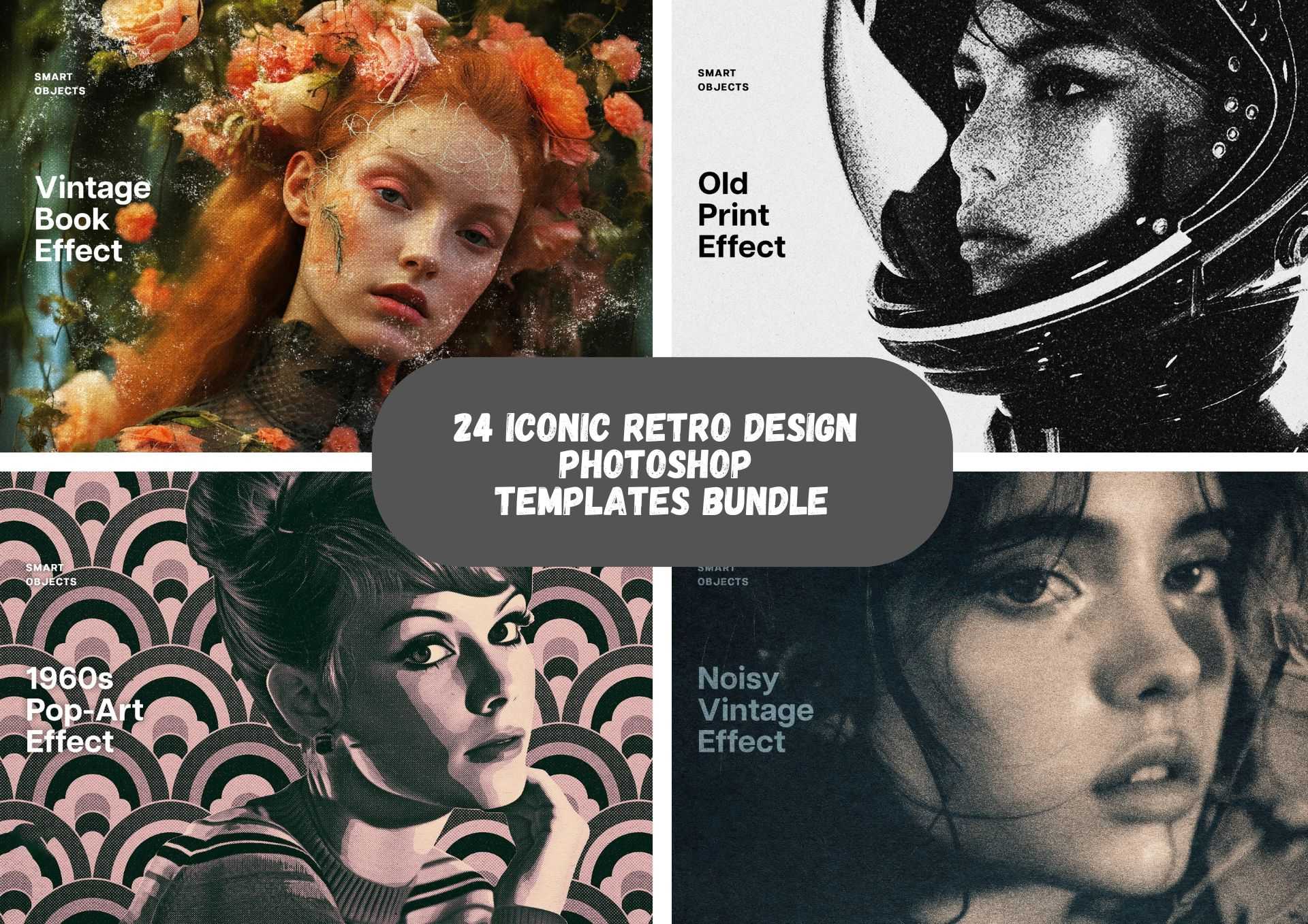 24 Iconic Retro Design Photoshop Templates Bundle - Photoboto