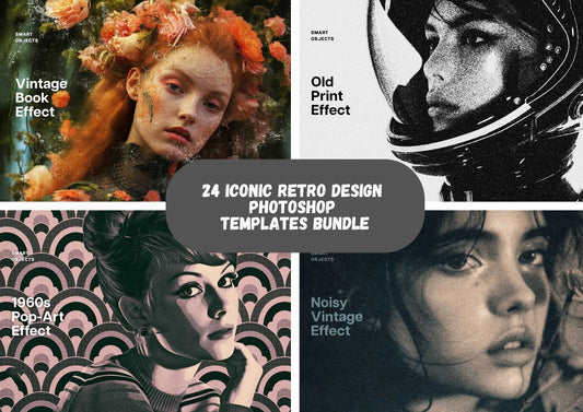 24 Iconic Retro Design Photoshop Templates Bundle - Photoboto
