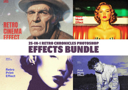 25-In-1 Retro Chronicles Photoshop Effects Bundle