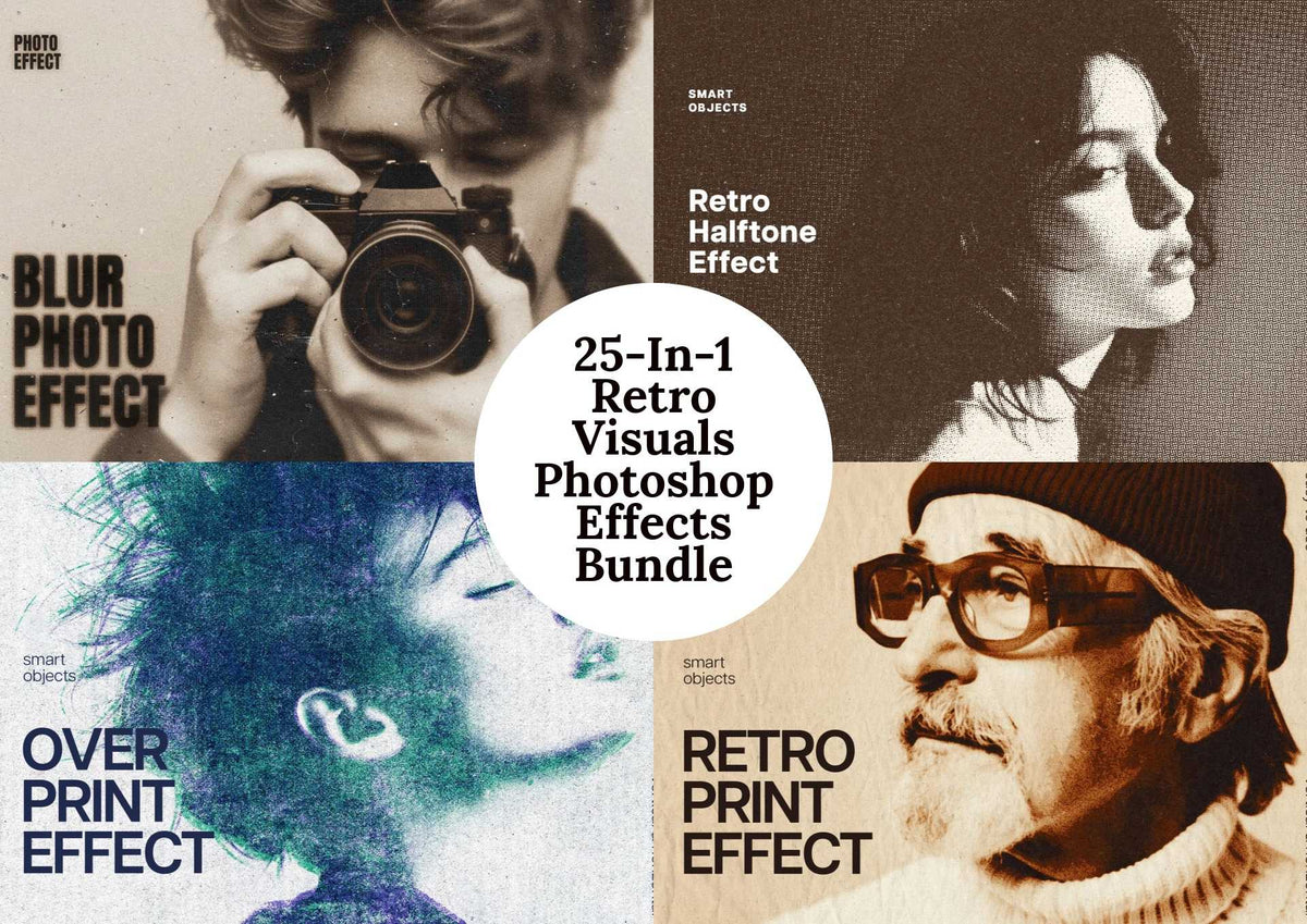 25-In-1 Retro Visuals Photoshop Effects Bundle