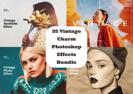 25 Vintage Charm Photoshop Effects Bundle