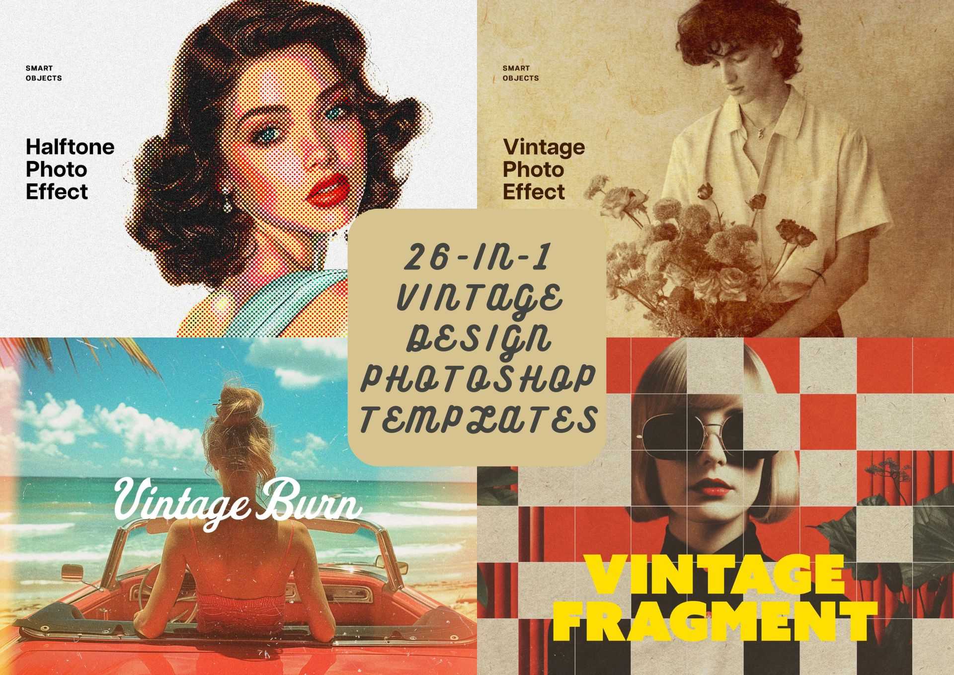 26-In-1 Vintage Design Photoshop Templates - Photoboto