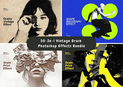30-In-1 Vintage Grain Photoshop Effects Bundle