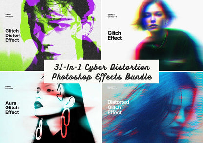 31-In-1 Cyber Distortion Photoshop Effects Bundle