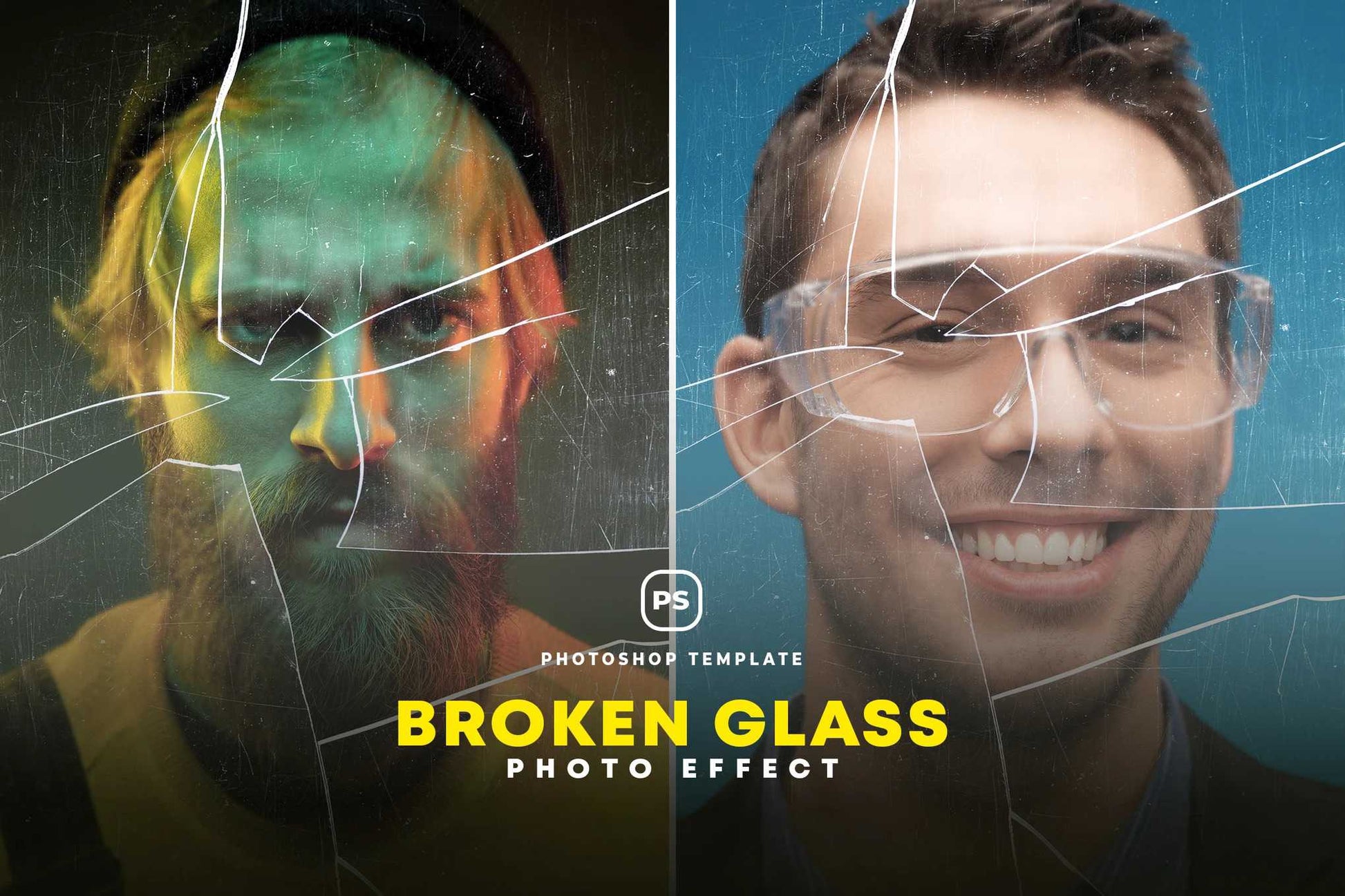 21-In-1 Broken Glass Photoshop Templates Bundle - Photoboto