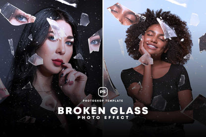 21-In-1 Broken Glass Photoshop Templates Bundle - Photoboto