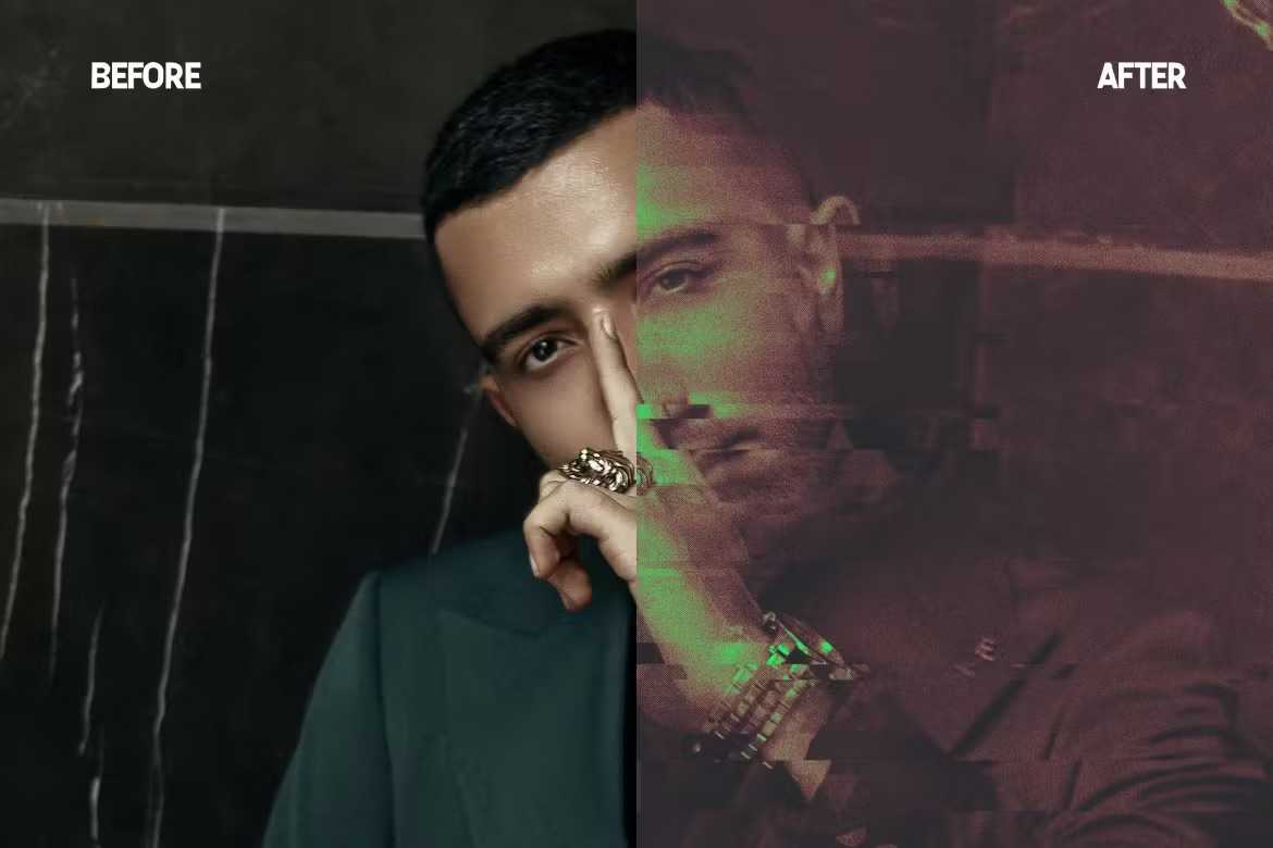 24 Disruptive Glitch Photoshop Effects - Photoboto