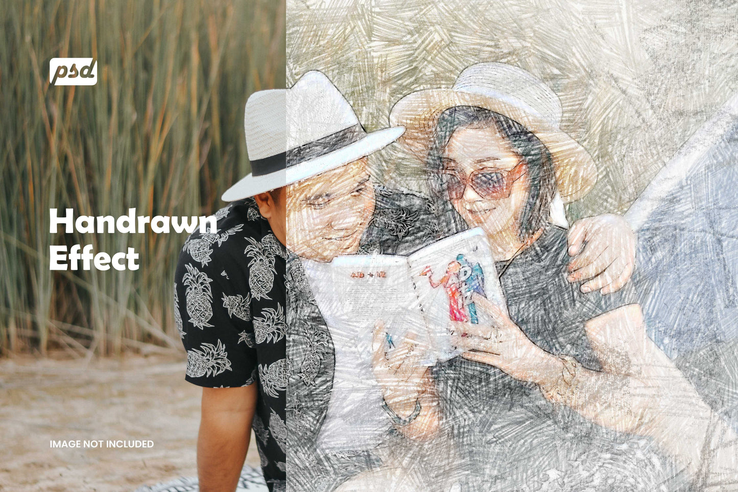 26 Pencil Drawing Photoshop Template Bundle - Photoboto