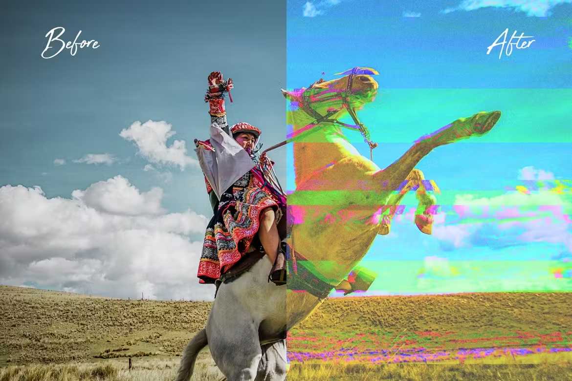 24 Disruptive Glitch Photoshop Effects - Photoboto