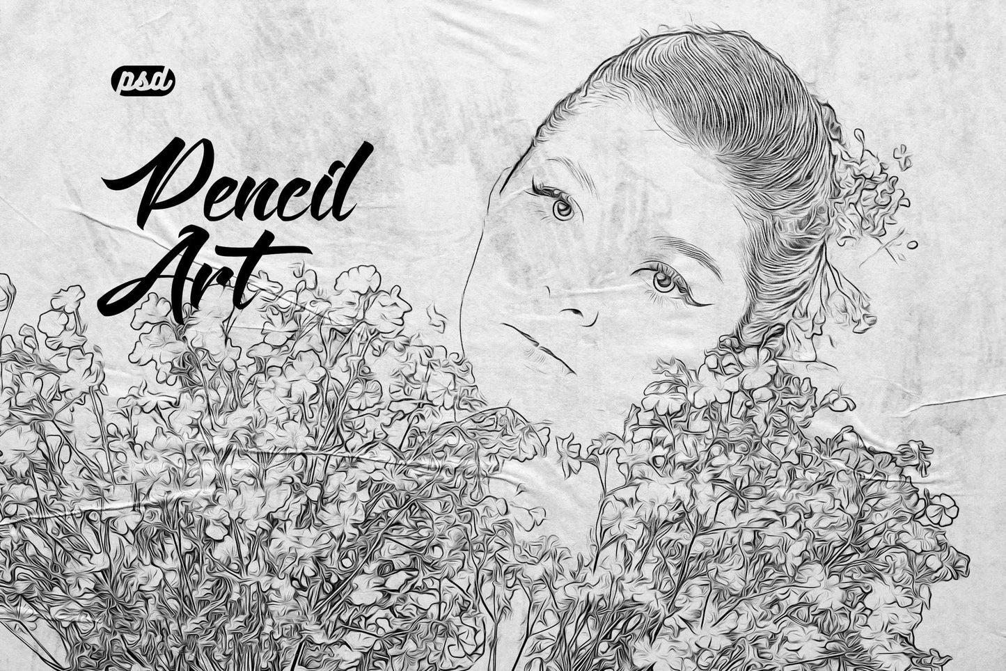 26 Pencil Drawing Photoshop Template Bundle - Photoboto