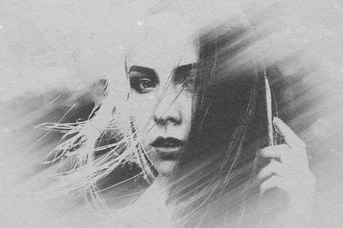 26 Pencil Drawing Photoshop Template Bundle - Photoboto