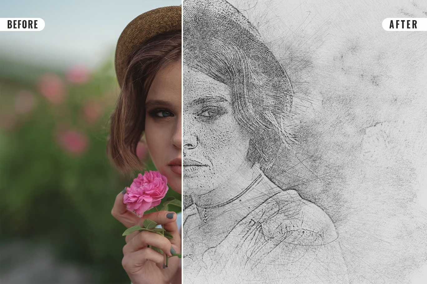 21 Creative Sketching Photoshop Effects Set