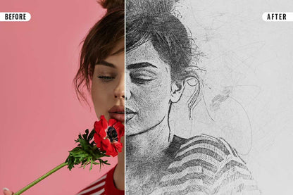 21 Creative Sketching Photoshop Effects Set