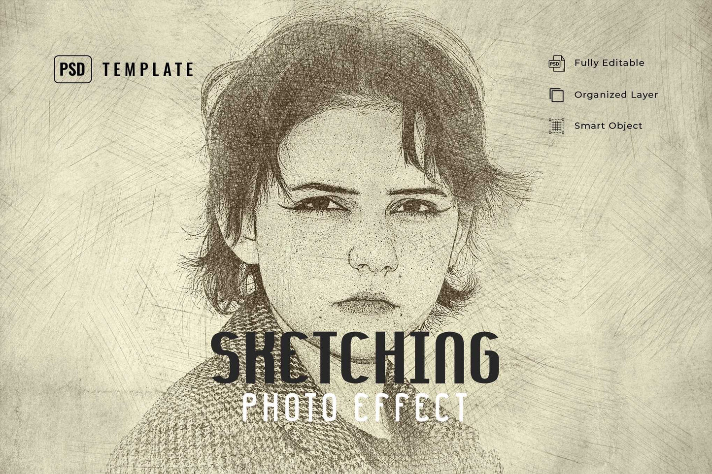 21 Creative Sketching Photoshop Effects Set