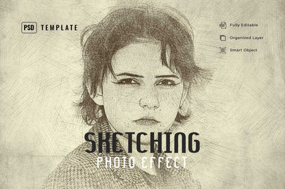 21 Creative Sketching Photoshop Effects Set