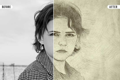 21 Creative Sketching Photoshop Effects Set