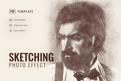 21 Creative Sketching Photoshop Effects Set