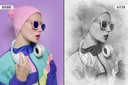 21 Creative Sketching Photoshop Effects Set