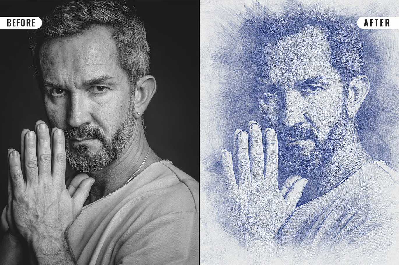 21 Creative Sketching Photoshop Effects Set