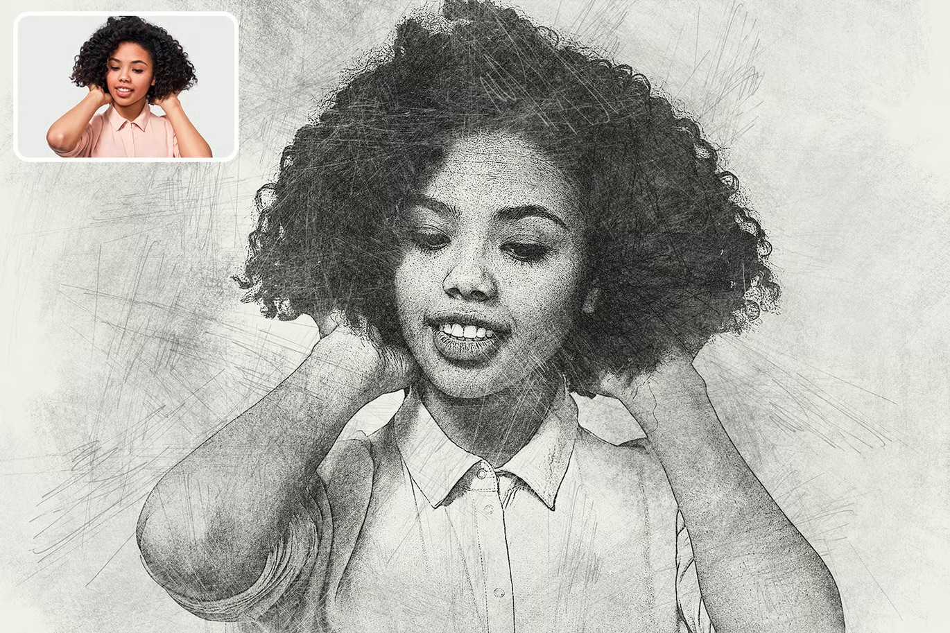 21 Creative Sketching Photoshop Effects Set