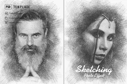 21 Creative Sketching Photoshop Effects Set