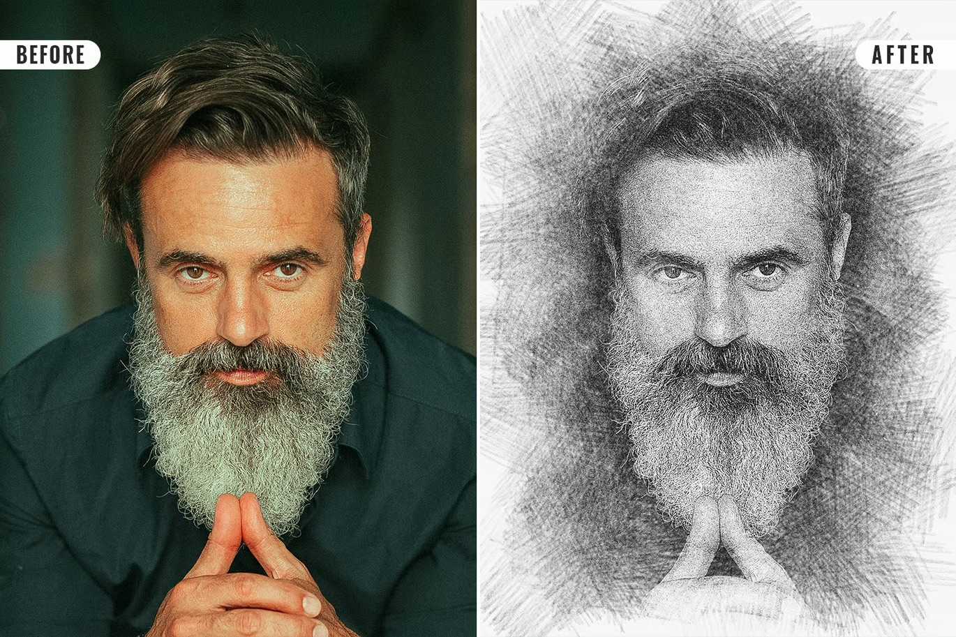 21 Creative Sketching Photoshop Effects Set