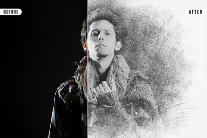 21 Creative Sketching Photoshop Effects Set
