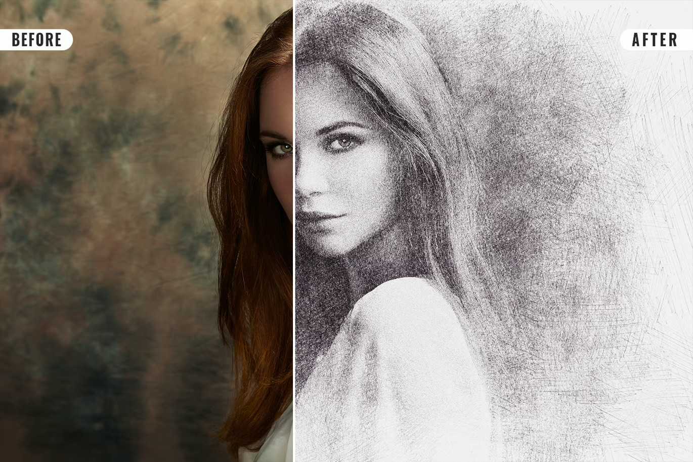 21 Creative Sketching Photoshop Effects Set
