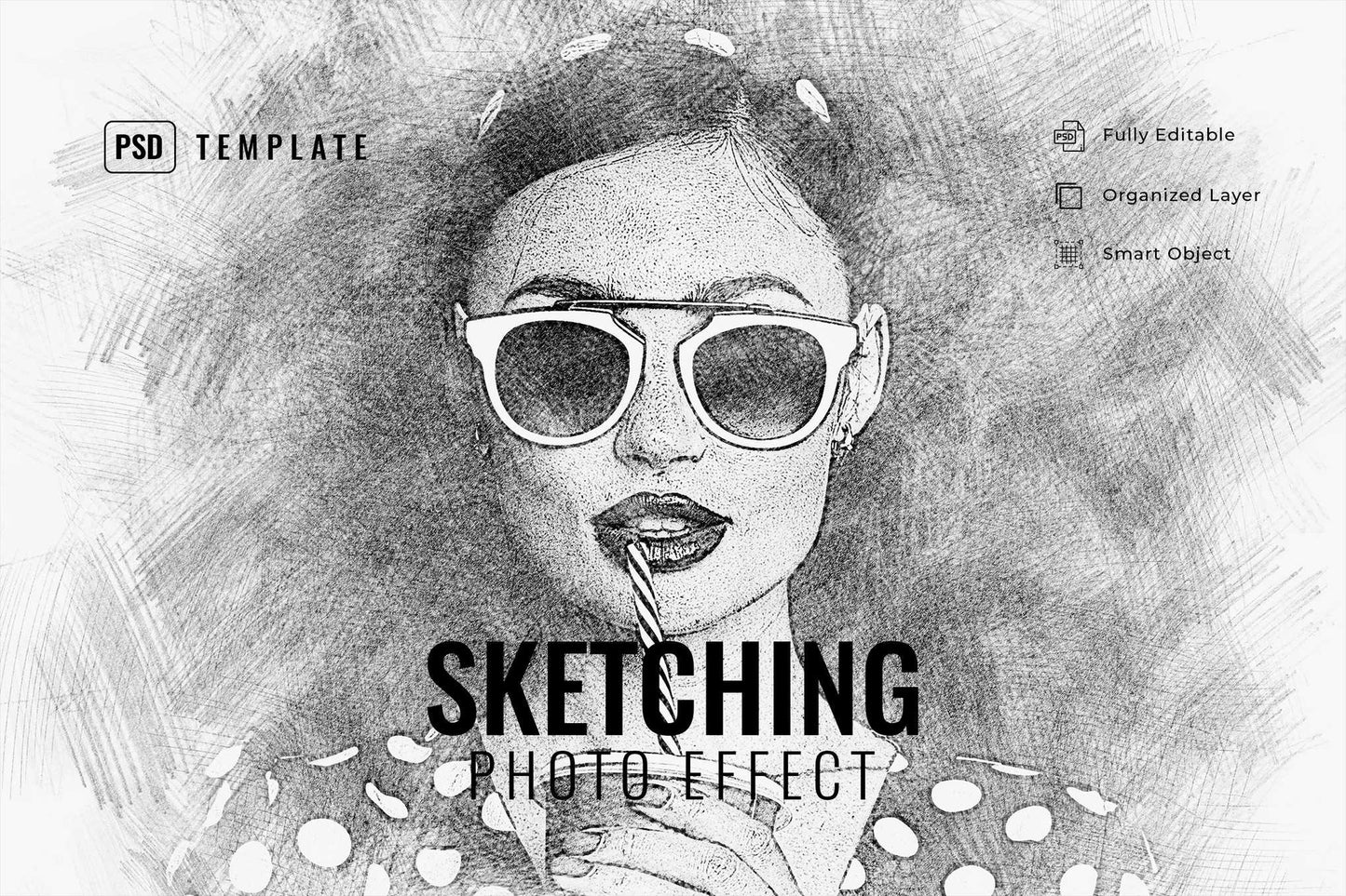21 Creative Sketching Photoshop Effects Set