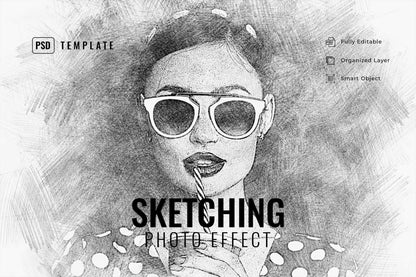 21 Creative Sketching Photoshop Effects Set