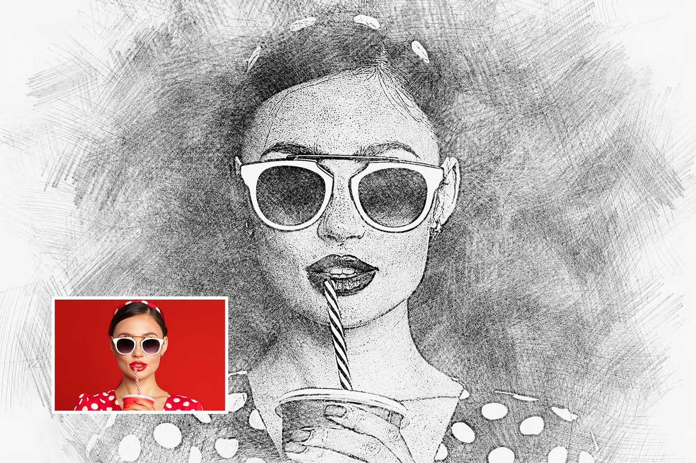 21 Creative Sketching Photoshop Effects Set