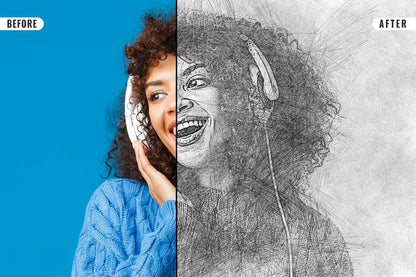 21 Creative Sketching Photoshop Effects Set