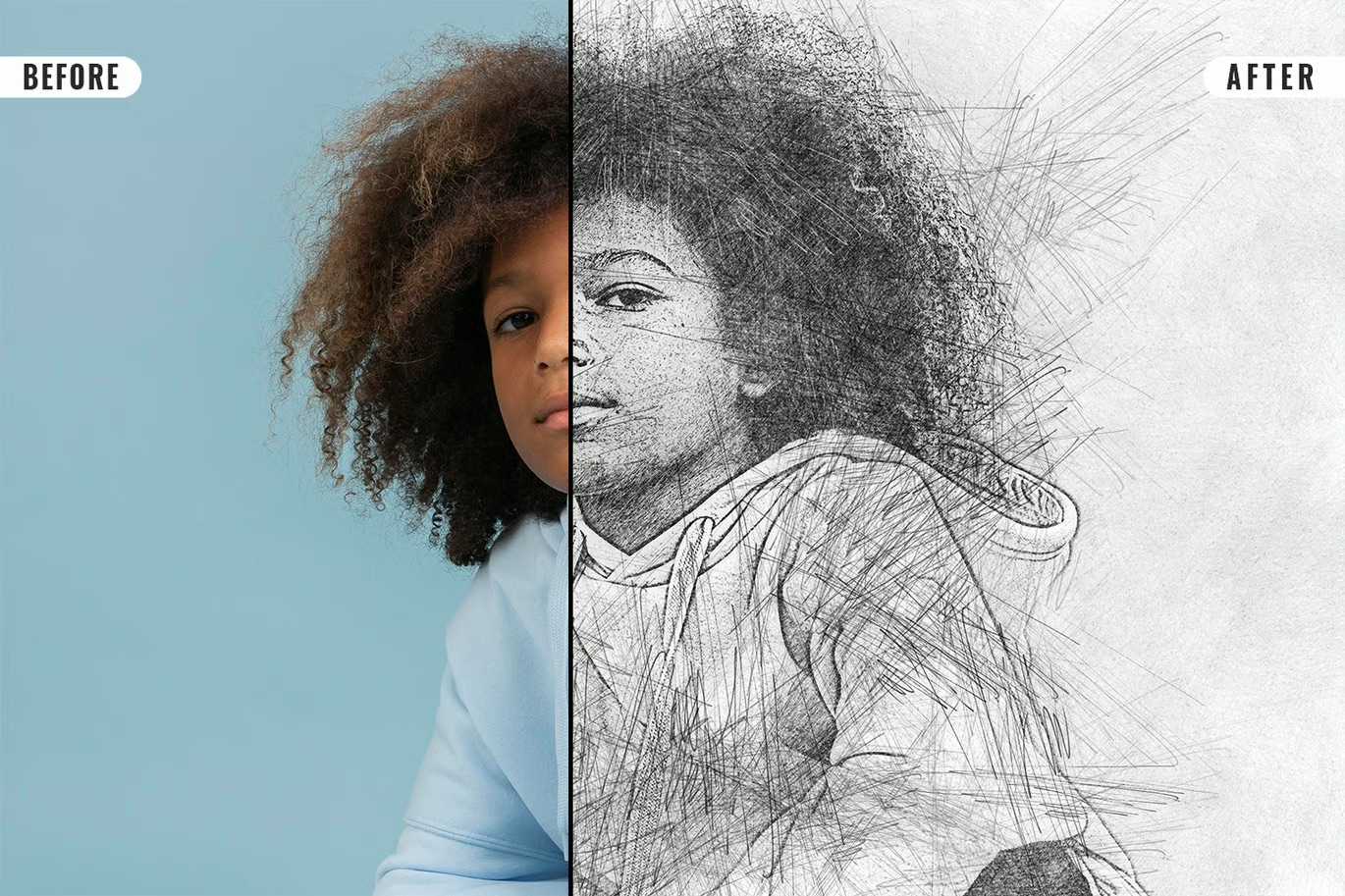 21 Creative Sketching Photoshop Effects Set