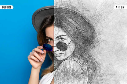 21 Creative Sketching Photoshop Effects Set