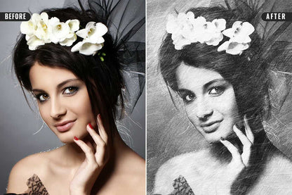 21 Creative Sketching Photoshop Effects Set