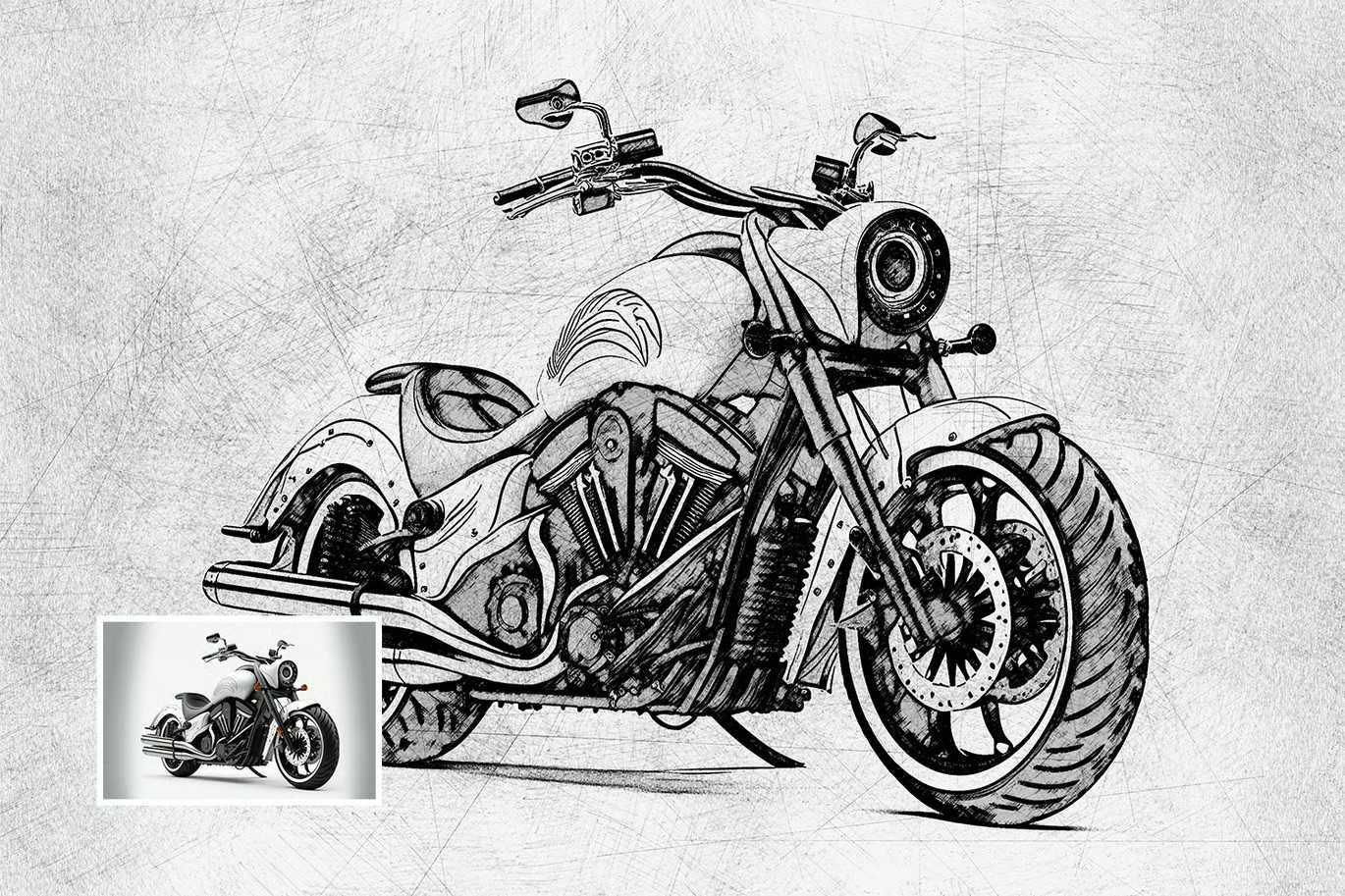 21 Creative Sketching Photoshop Effects Set