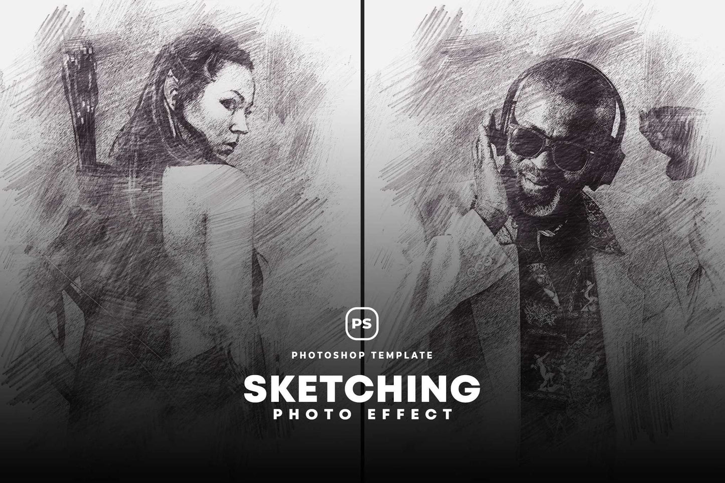 21 Creative Sketching Photoshop Effects Set