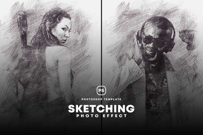 21 Creative Sketching Photoshop Effects Set