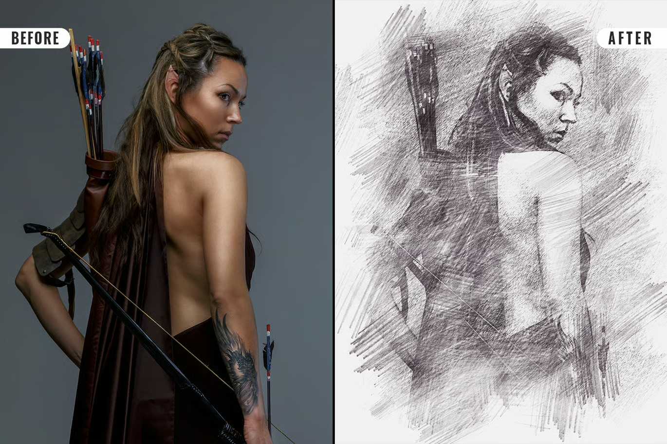 21 Creative Sketching Photoshop Effects Set