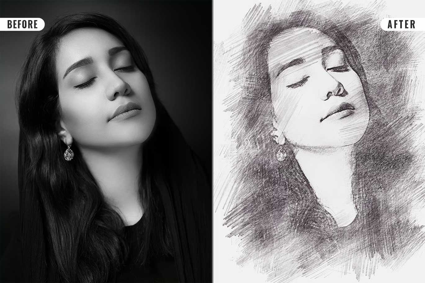 21 Creative Sketching Photoshop Effects Set