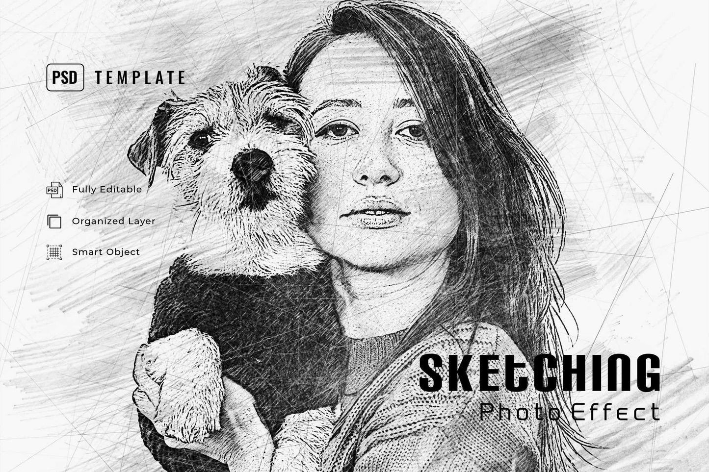 21 Creative Sketching Photoshop Effects Set
