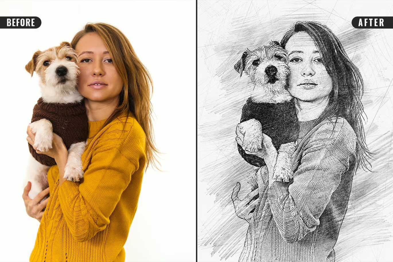 21 Creative Sketching Photoshop Effects Set